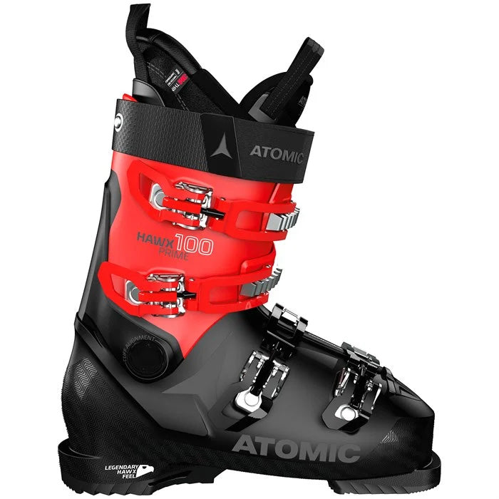 Atomic Hawx Prime 100 ski boots (black/red) available at Mad Dog's Ski & Board in Abbotsford, BC.