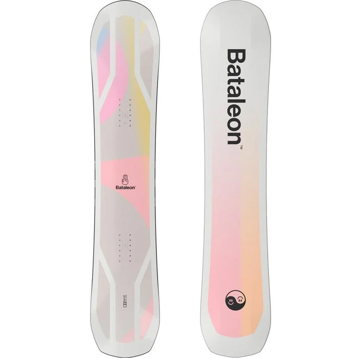 2024 Bataleon Push Up women's snowboard (top and base graphics) available at Mad Dog's Ski & Board in Abbotsford, BC.