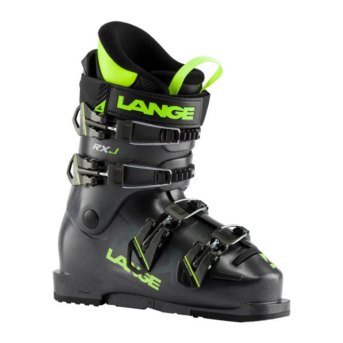 Lange RXJ junior/youth ski boots (anthracite/lime) available at Mad Dog's Ski & Board in Abbotsford, BC.