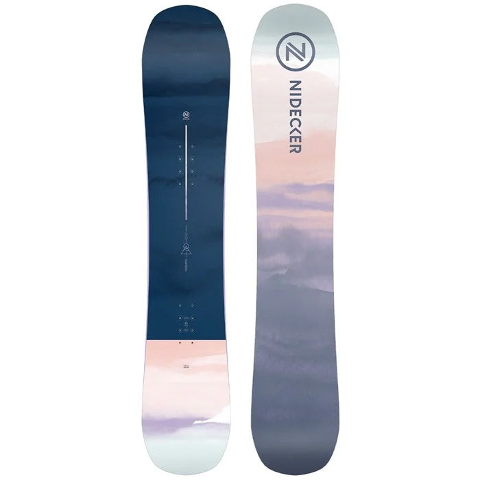 2024 Nidecker Ora women's snowboard (top and base graphic) available at Mad Dog's Ski & Board in Abbotsford, BC.