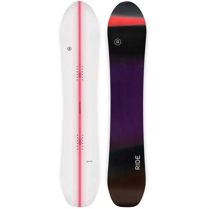 2024 Ride Magic Stick women's snowboard (top and base graphic) available at Mad Dog's Ski & Board in Abbotsford, BC.