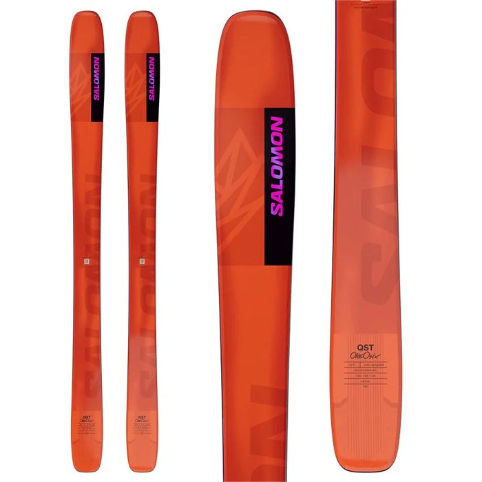 orange salomon skis QST Spark Jr. Set + C5 GW J Bindings Twin Tip for easy turns and smooth landings on rails and jumps Salomon Men's Addikt Pro 76