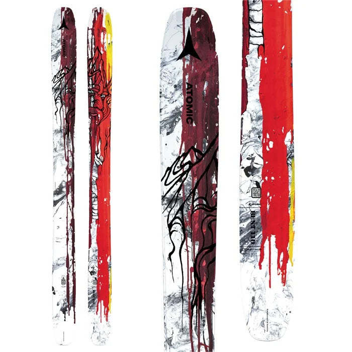 2024 Atomic Bent 100 skis (top graphic) available at Mad Dog's Ski & Board in Abbotsford, BC.