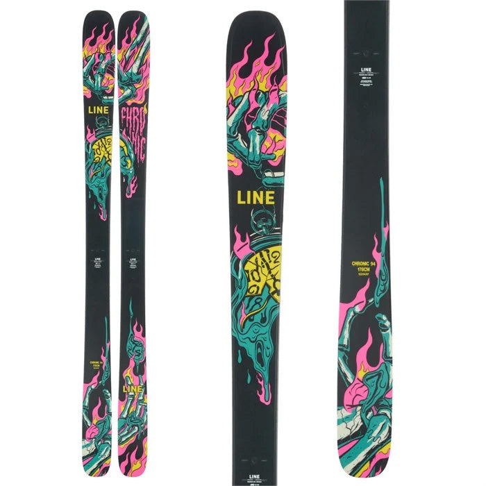 LINE Chronic 94 skis (top graphic) available at Mad Dog's Ski & Board in Abbotsford, BC.