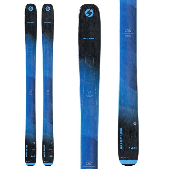 Blizzard Rustler Team junior skis (top graphic, blue) available at Mad Dog's Ski & Board in Abbotsford, BC.