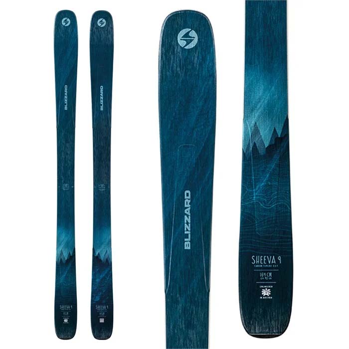 Blizzard Sheeva 9 women's ski (top graphic) available at Mad Dog's Ski & Board in Abbotsford, BC.