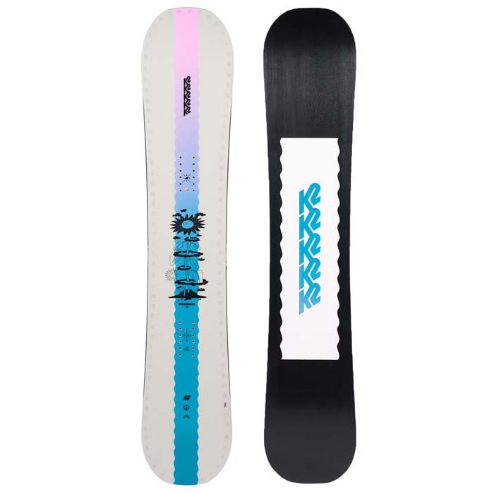 The 2023 K2 Dreamsicle women's snowboard is available at Mad Dog's Ski & Board in Abbotsford, BC.