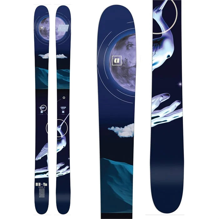 2025 Armada ARV 100 unisex skis (top graphic) available at Mad Dog's Ski & Board in Abbotsford, BC.