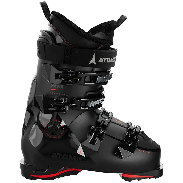 2025 Atomic Hawx Prime 100 GW Ski Boots (black/red) available at Mad Dog's Ski & Board in Abbotsford, BC.