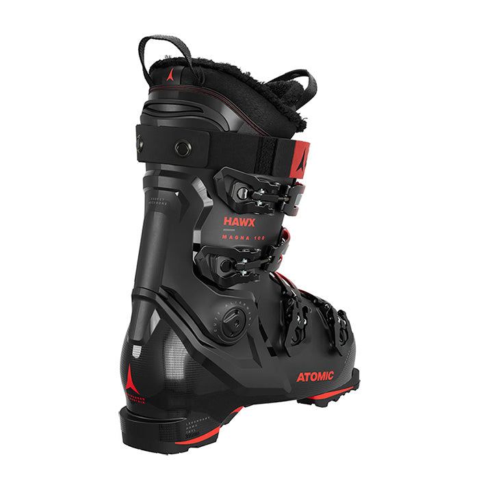 2025 Hawx Magna 100 ski boots (black, red) available at Mad Dog's Ski & Board in Abbotsford, BC.