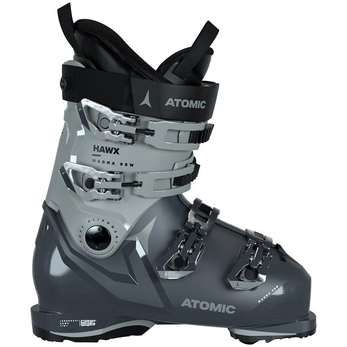Atomic Hawx Magna 95 GW women's ski boots (grey blue/light grey/black) available at Mad Dog's Ski & Board in Abbotsford, BC.