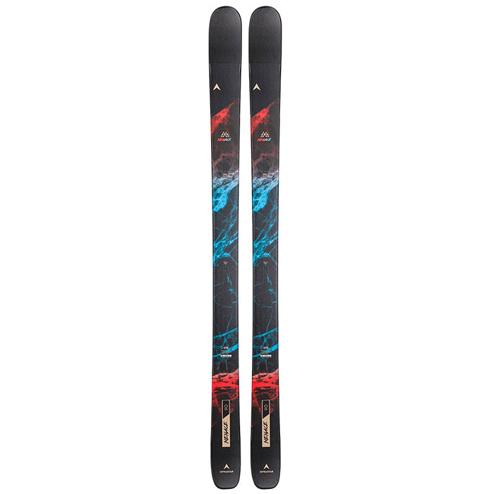 Dynastar M-Menace 90 skis (top graphic) available at Mad Dog's Ski & Board in Abbotsford, BC.