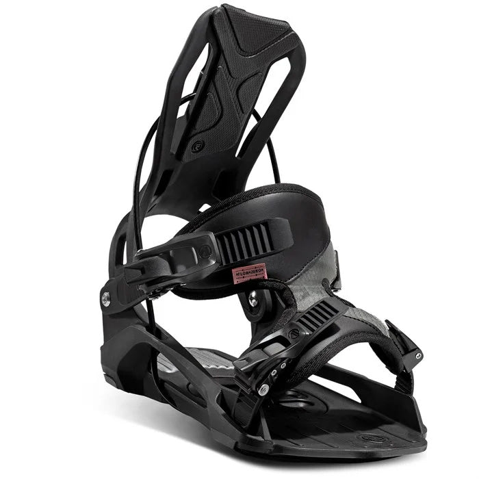 Flow Juno women's snowboard bindings (black, front) available at Mad Dog's Ski & Board in Abbotsford, BC.