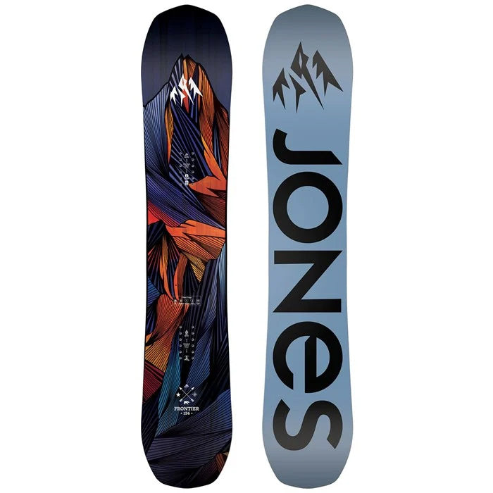 2024 Jones Frontier Snowboard (base graphic blue) available at Mad Dog's Ski & Board in Abbotsford, BC.