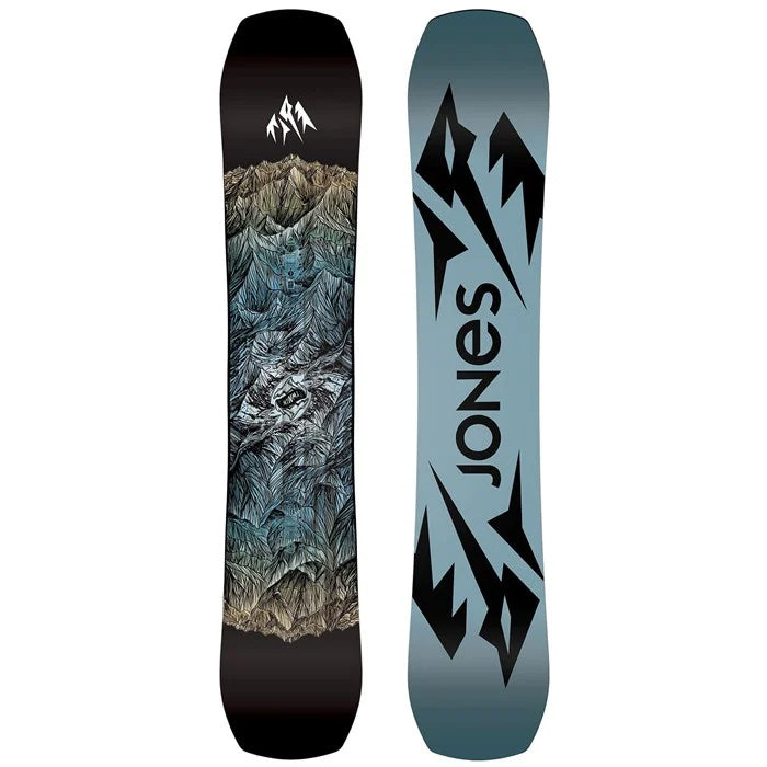 2024 Jones Mountain Twin Snowboard (base graphic blue) available at Mad Dog's Ski & Board in Abbotsford, BC.