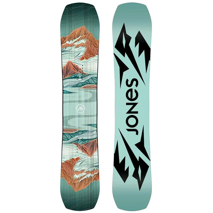 2024 Jones Twin Sister women's snowboard (top and base graphic, green) available at Mad Dog's Ski & Board in Abbotsford, BC.