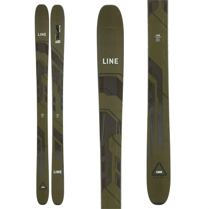 LINE Blade Optic 104 skis (olive top graphic) available at Mad Dog's Ski & Board in Abbotsford, BC.