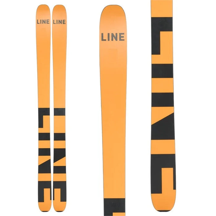 LINE Blade Optic 104 skis (yellow base graphic) available at Mad Dog's Ski & Board in Abbotsford, BC.