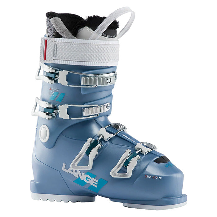 Lange LX 70 HV women's ski boot (light blue) available at Mad Dog's Ski & Board in Abbotsford, BC.