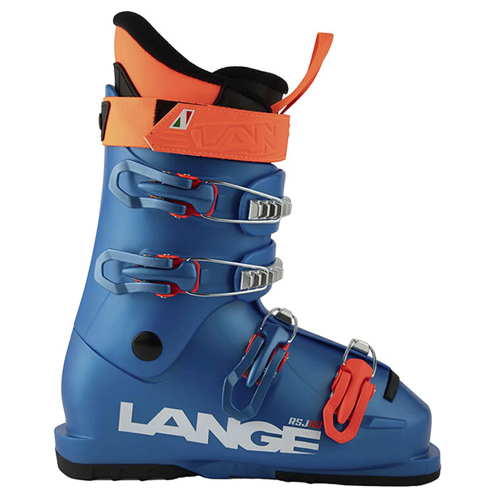 2025 Lange RSJ 60 Junior/Youth ski boots (vibrant blue) available at Mad Dog's Ski & Board in Abbotsford, BC.