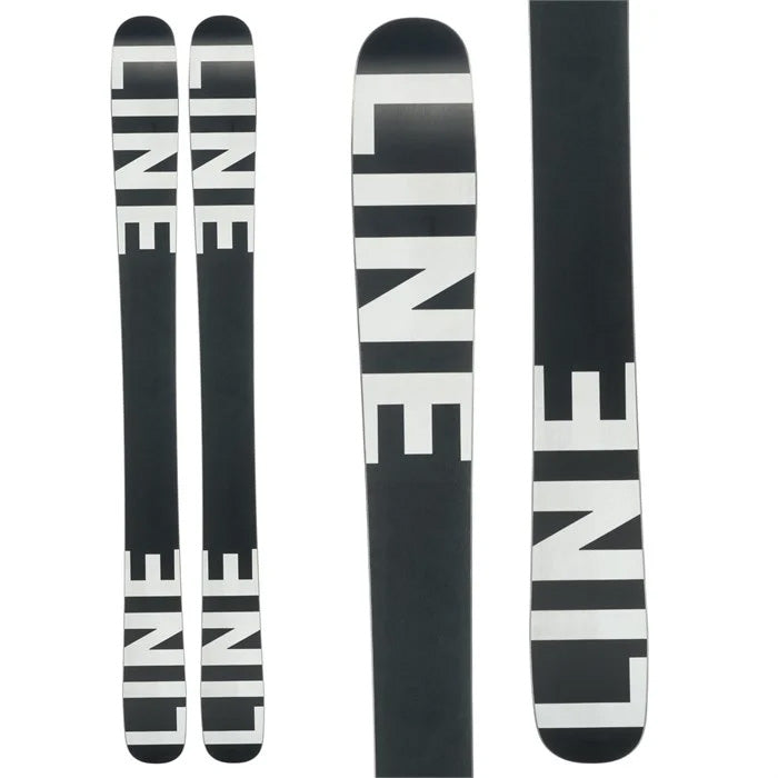 Line Bacon Shorty junior skis (base graphic, black) available at Mad Dog's Ski & Board in Abbotsford, BC.