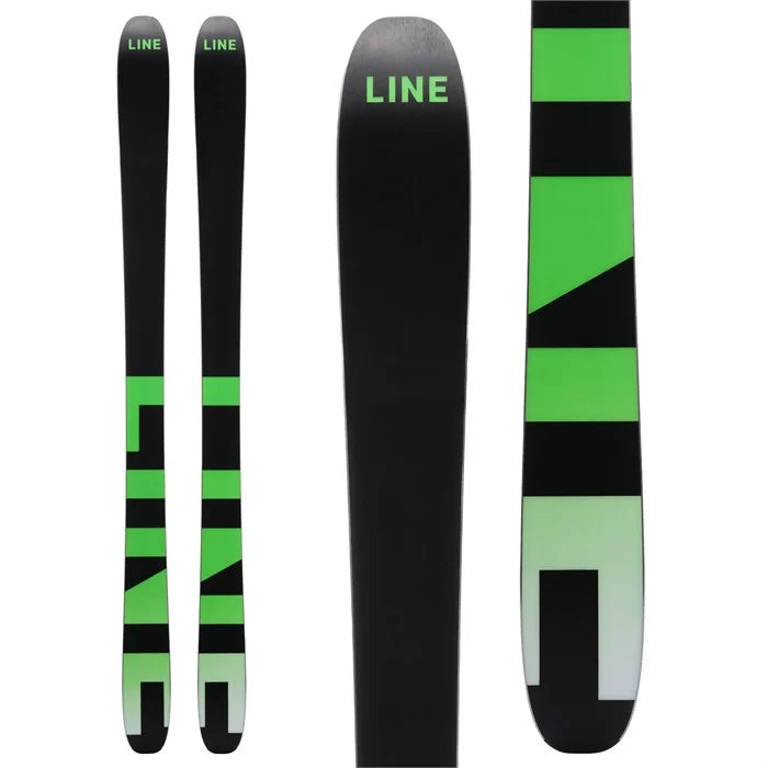 2025 Line Pandora 92 skis (black, green base) available at Mad Dog's Ski & Board in Abbotsford, BC.