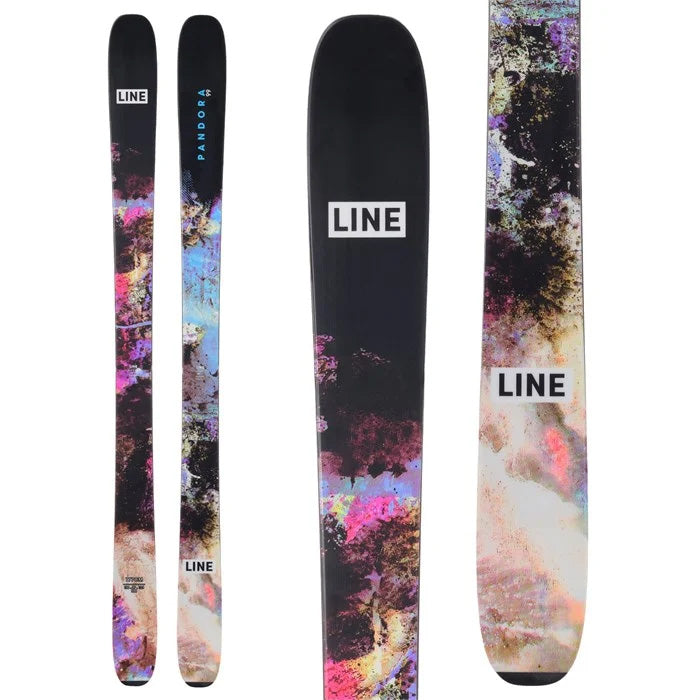 2025 Line Pandora 99 skis (top sheet) available at Mad Dog's Ski & Board in Abbotsford, BC.