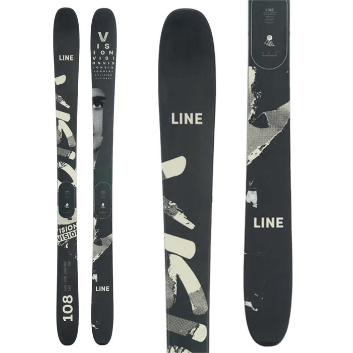 2024 Line Vision 108 Skis (top graphic) available at Mad Dog's Ski & Board in Abbotsford, BC.