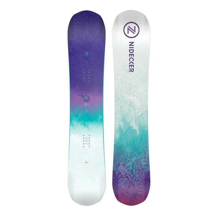 2024 Nidecker Micron Venus junior snowboard (top and base graphic) available at Mad Dog's Ski & Board in Abbotsford, BC.