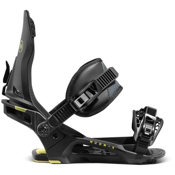 Nidecker Muon-X snowboard bindings (black) available at Mad Dog's Ski & Board in Abbotsford, BC.