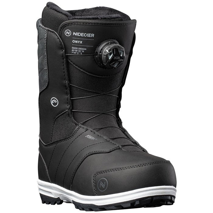 Nidecker Onyx women's snowboard boots (black) available at Mad Dog's Ski & Board in Abbotsford, BC.