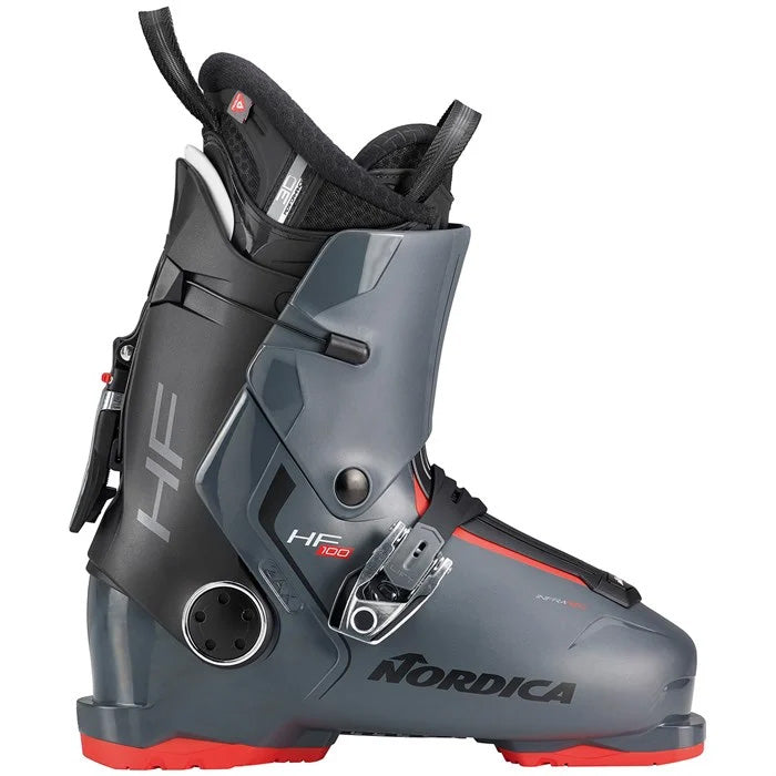 Nordica HF 100 ski boots (anthracite/black/red) available at Mad Dog's Ski & Board in Abbotsford, BC.