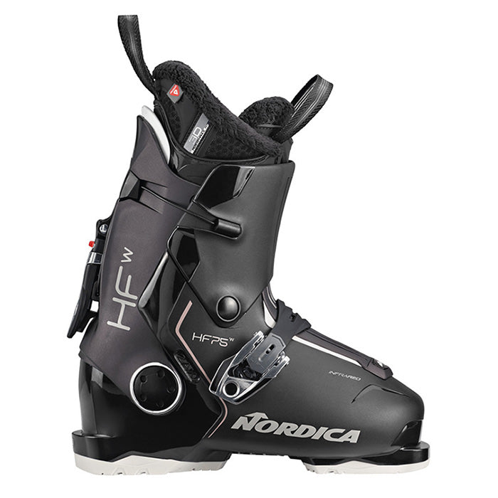 Nordica HF 75 women's ski boots (black / dark purple) available at Mad Dog's Ski & Board in Abbotsford, BC.