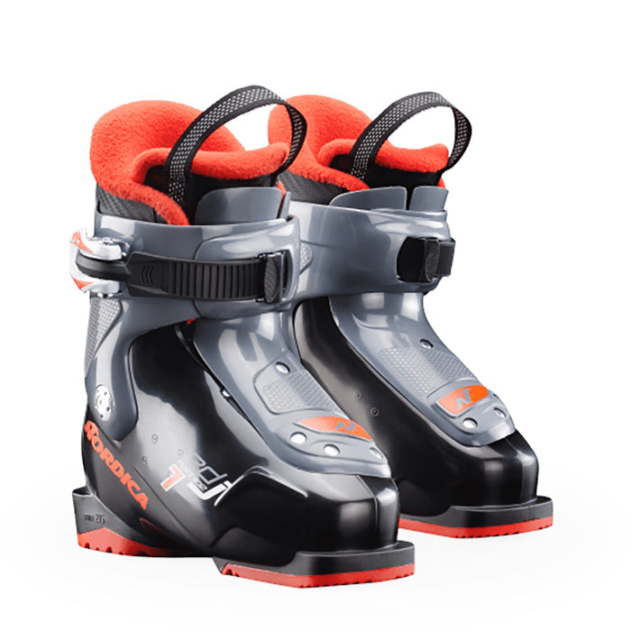 Nordica Speedmachine J1 junior/youth ski boots (black/anthracite/red) available at Mad Dog's Ski & Board in Abbotsford, BC.