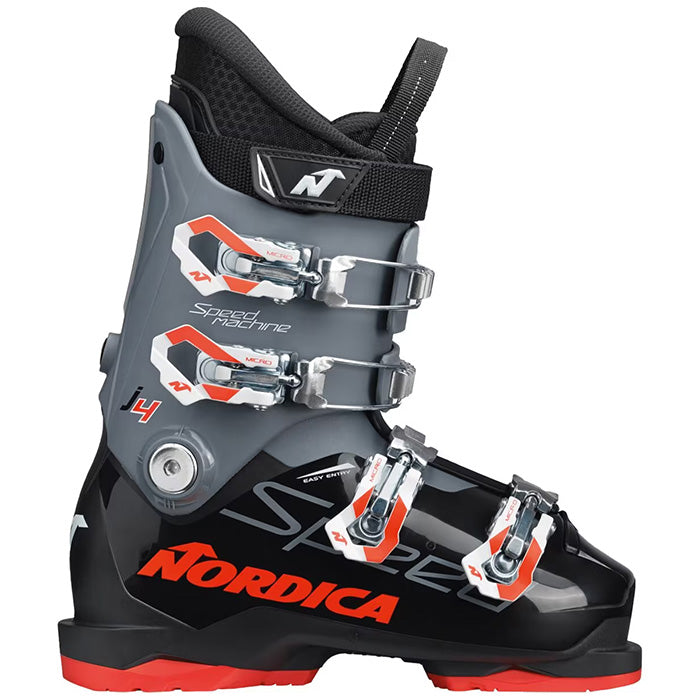 Nordica Speedmachine J4 junior/youth ski boots (black/anthracite/red) available at Mad Dog's Ski & Board in Abbotsford, BC.