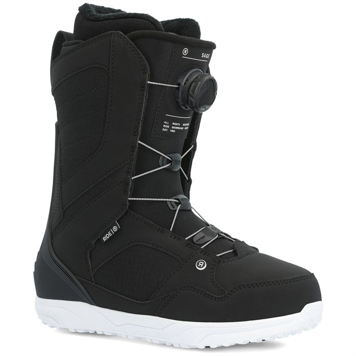 Ride Sage women's snowboard boots (black) available at Mad Dog's Ski & Board in Abbotsford, BC