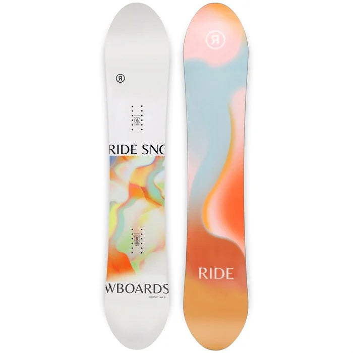 2024Ride Compact women's snowboard (top and base graphic) available at Mad Dog's Ski & Board in Abbotsford, BC.