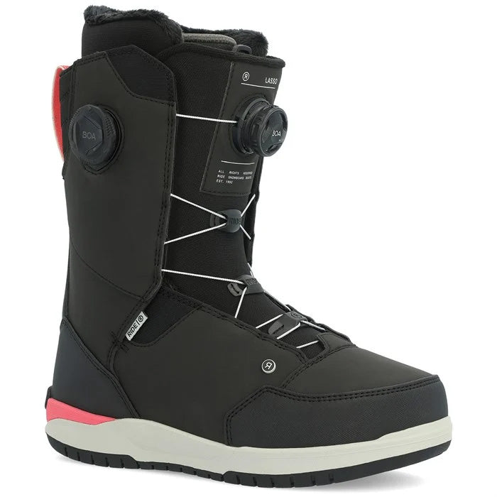 Ride Lasso snowboard boots (pink) available at Mad Dog's Ski & Board in Abbotsford, BC.