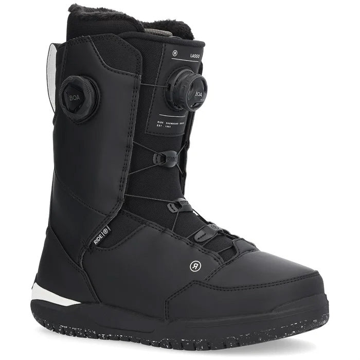 2025 Ride Lasso snowboard boots (black) available at Mad Dog's Ski & Board in Abbotsford, BC.