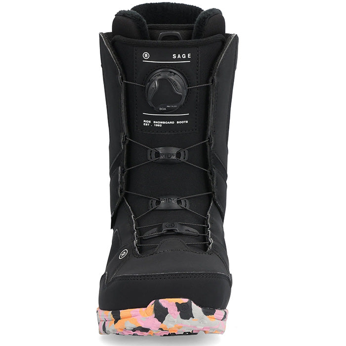 2025 Ride Sage women's snowboard boots (black) available at Mad Dog's Ski & Board in Abbotsford, BC.