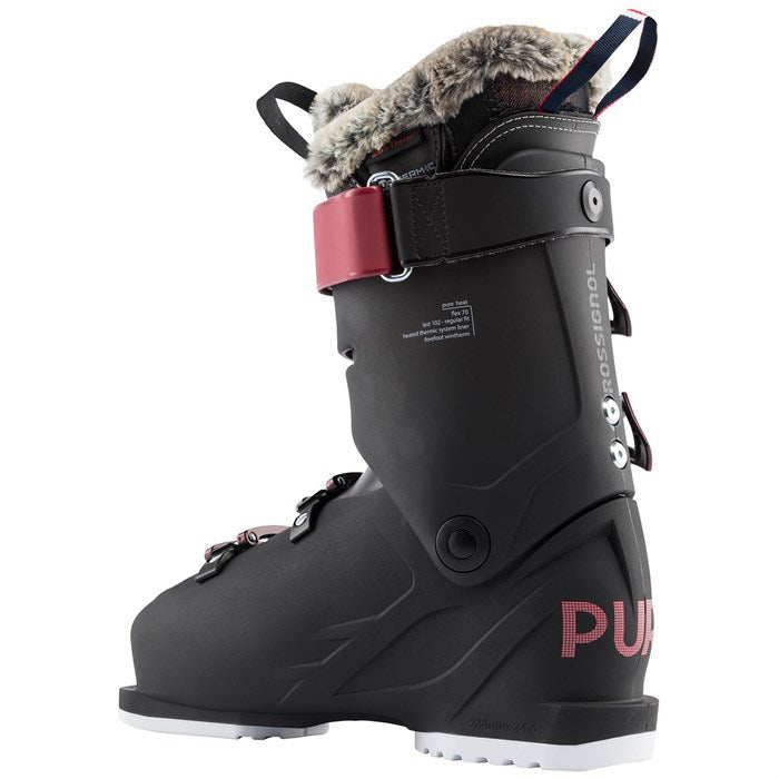 Rossignol Pure Heat women's ski boots (black/red) available at Mad Dog's Ski & Board in Abbotsford, BC.
