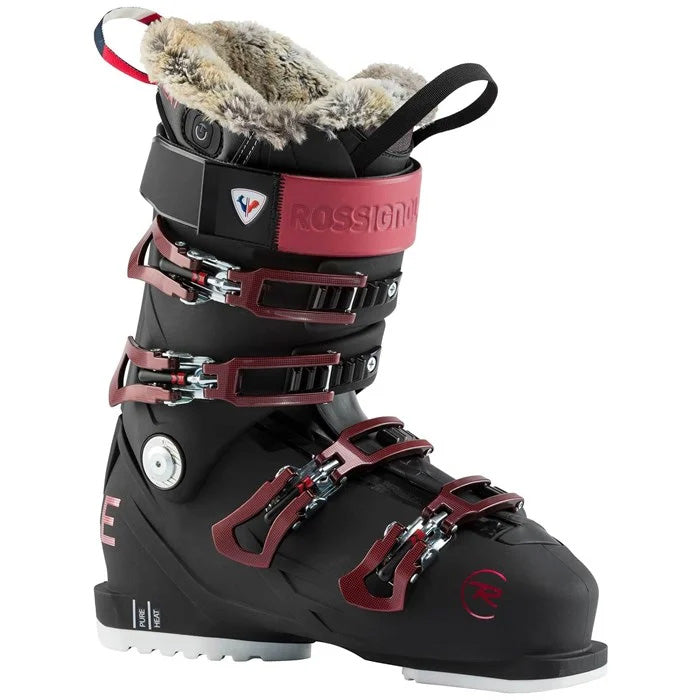Rossignol Pure Heat women's ski boots (black/red) available at Mad Dog's Ski & Board in Abbotsford, BC.