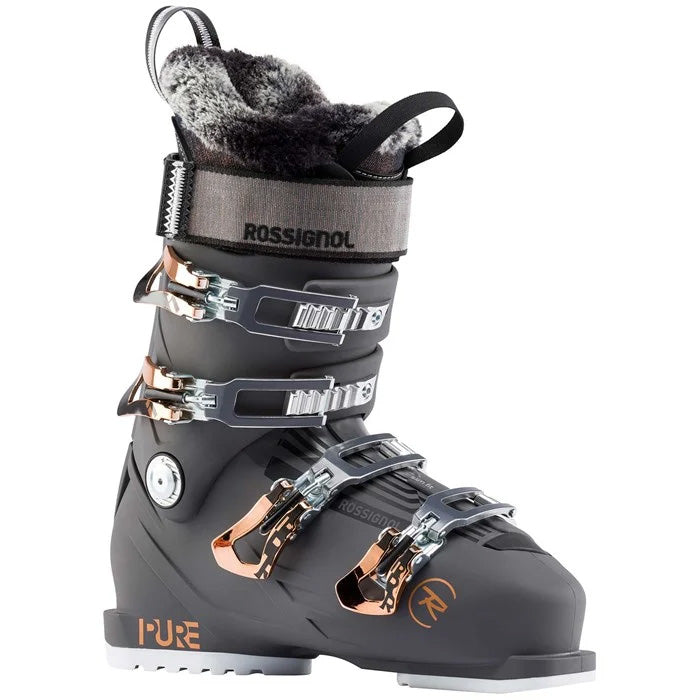 Rossignol Pure Pro 100 women's ski boot (graphite) available at Mad Dog's Ski & Board in Abbotsford, BC.