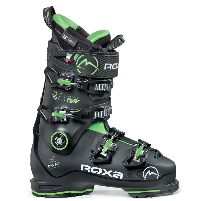 Roxa R/Fit Pro 100 GW ski boots (black/green, 2023) available at Mad Dog's Ski & Board in Abbotsford, BC.