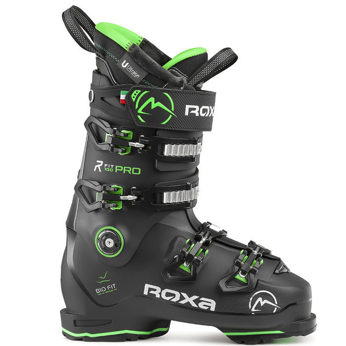 Roxa R/FIT Pro 100 GW ski boots (black/green) available at Mad Dog's Ski & Board in Abbotsford, BC.