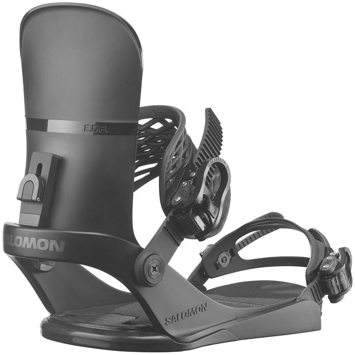 2025 Salomon EDB unisex snowboard bindings (black) available at Mad Dog's Ski & Board in Abbotsford, BC.