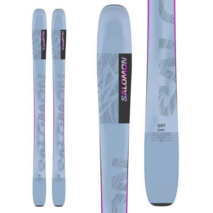 Salomon QST Lux 92 women's ski (blue top graphic) available at Mad Dog's Ski & Board in Abbotsford, BC.
