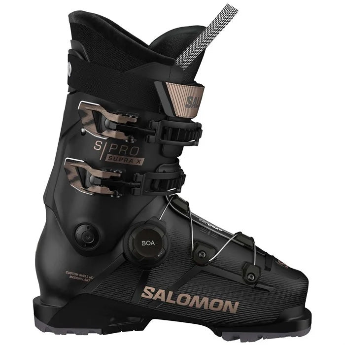 2025 Salomon S/pro Supra BOA X90 women's ski boots available at Mad Dog's Ski & Board in Abbotsford, BC.