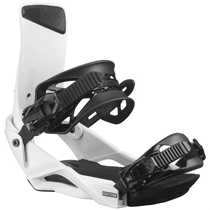 2025 Salomon Rhythm unisex snowboard bindings (white) available at Mad Dog's Ski & Board in Abbotsford, BC.