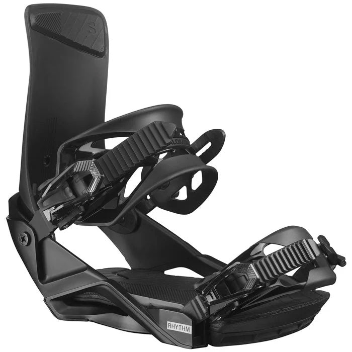 2025 Salomon Rhythm unisex snowboard bindings (black) available at Mad Dog's Ski & Board in Abbotsford, BC.